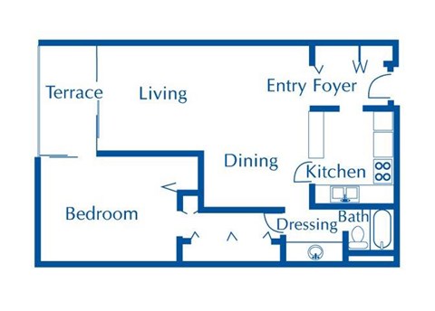 1 bedroom 1 bathroom floor plans at The Van Buren Apartments in Tucson, AZ